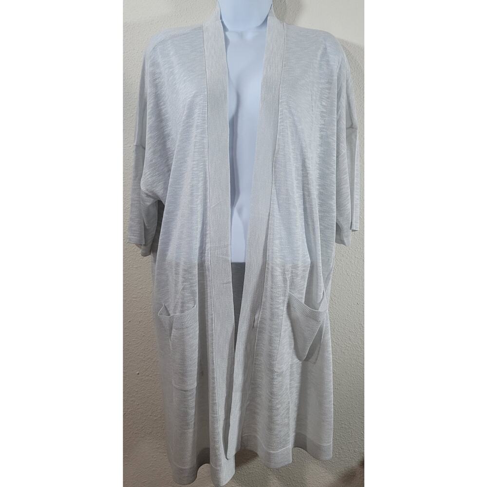 Chico's Gray Open Front Cardigan Sweater 1 Medium New With Tags Lightweight